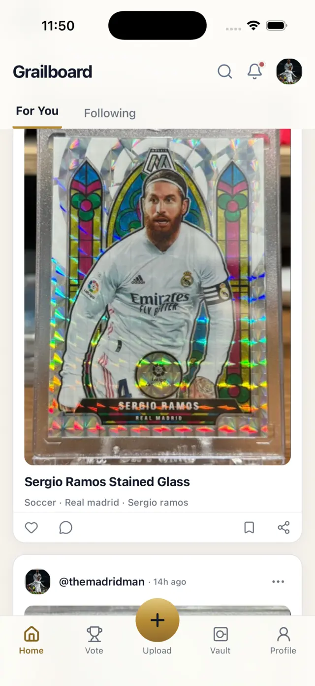 The same feed card in light mode